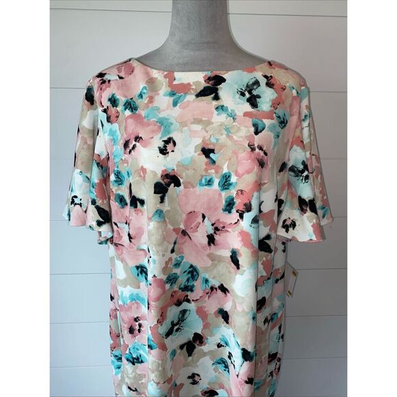 NEW KASPER PINK FLORAL CAREER SHEATH DRESS SIZE 16 Tutu pink - Picture 3 of 12